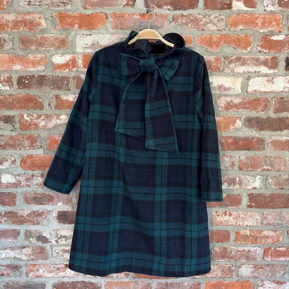 Tuckernuck Blackwatch Plaid Daphne Dress Wool Blend Bow Ruffle Neck Size M - Picture 2 of 7